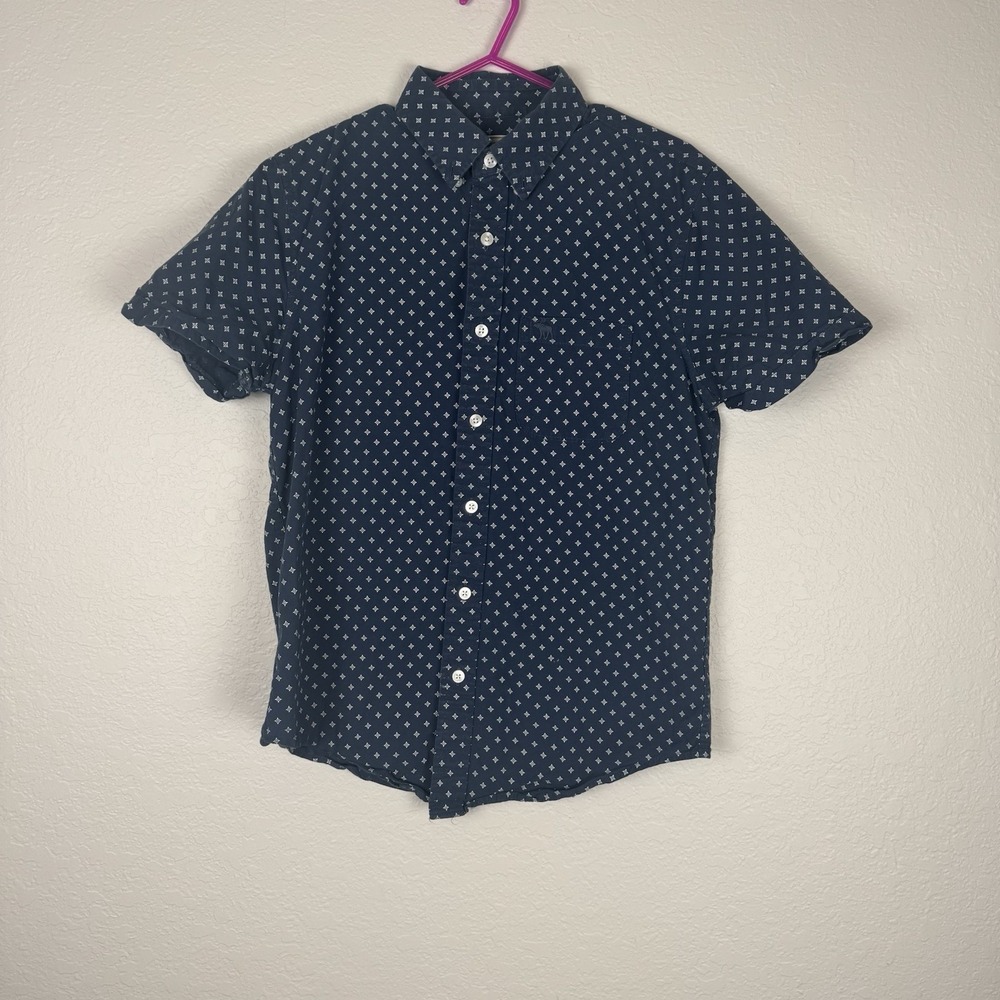 ABERCROMBIE & FITCH Men's Small Blue Floral Short Sleeve Button Up Shirt Cotton